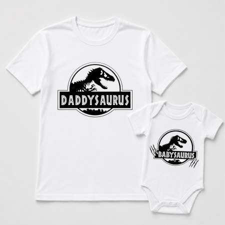 TRICOURI PERSONALIZATE TATA & FIU - Set tata fiu -  DadySaurus & BabySaurus