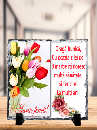 CADOURI 8 MARTIE - Placă ardezie personalizată 8 martie + text