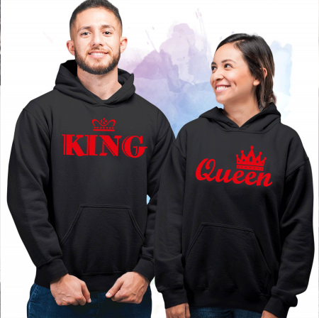 Hanorace personalizate cuplu King and Queen rosu