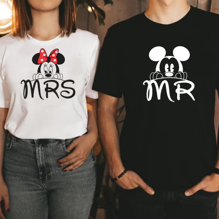 Tricouri personalizate pentru cupluri - Ms & Mrs Mickey și Mini Mouse [2]