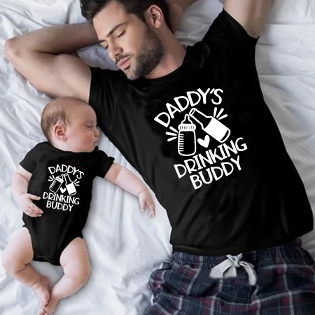 Set tricou tata fiu Daddy's Drinking Buddy