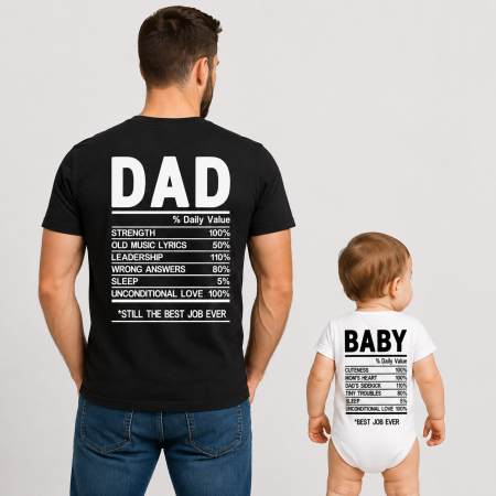 TRICOURI PERSONALIZATE TATA & FIU - Set Personalizat Tata și Bebe – DAD Nutrition Facts