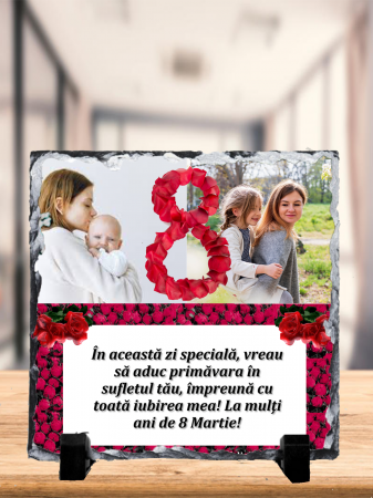 Placă ardezie personalizată - 8 Martie cu  2 poze