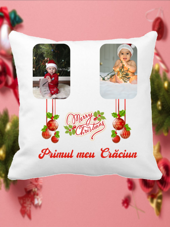 Pernă personalizată - Primul Crăciun