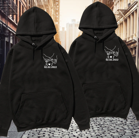 Set hanorace personalizate pentu cuplu cu inițiale si dată [1]