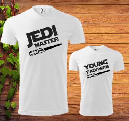 TRICOURI PERSONALIZATE TATA & FIU - Set personalizat tată&fiu -JEDI MASTER