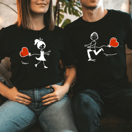 CADOURI PERSONALIZATE VALENTINE'S DAY - Set tricouri personalizate cupluri -Alerg către inima ta