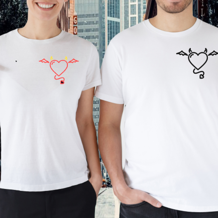 Set tricouri personalizate cupluri - Inima Devil [2]