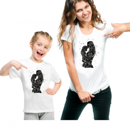 TRICOURI PERSONALIZATE MAMĂ & FICĂ - TRICOU PERSONALIZAT MAMĂ&FIICĂ /WHITE-BLACK
