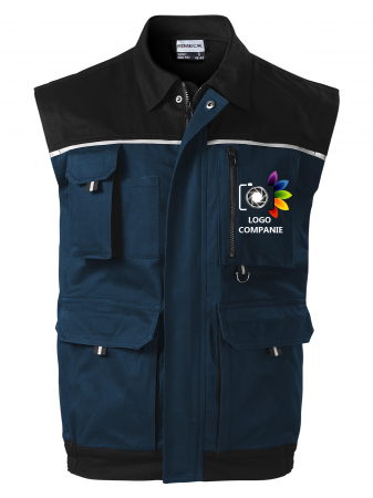 Îmbrăcăminte Personalizată pentru Firme - Vestă de Lucru Bărbați Personalizată cu Logo – 100% Bumbac, 8 Buzunare