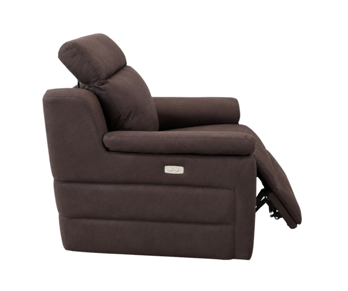 Fotoliu VENTADOR din stofă maro cu recliner electric și tetieră reglabilă [3]
