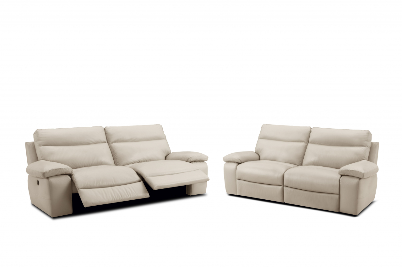 Set 2 canapele CASANOVA, canapea 3 locuri cu 2 reclinere electrice, 220x94 cm si canapea 2 locuri fara reclinere, 172x94 cm, Piele naturala Italiana [1]