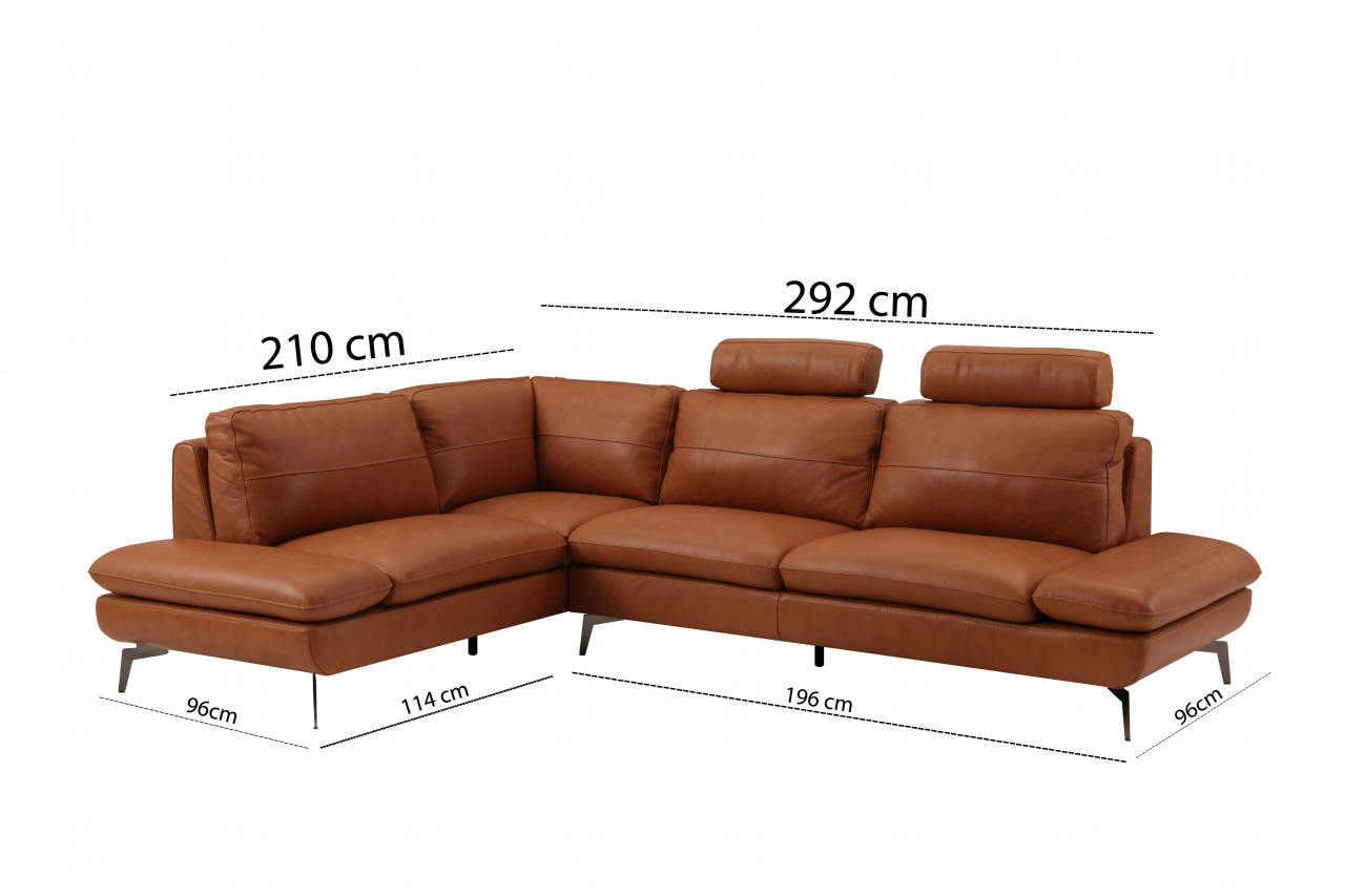Coltar AUSTIN, 3 locuri cu brate inovative si 2 tetiere mobile, lung pe dreapta, Piele naturala Italiana, 292x210 cm [3]