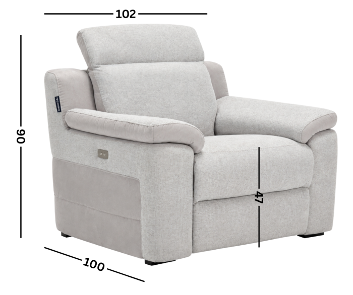 Fotoliu VENTADOR cu recliner electric și stofă bicoloră italiană [2]