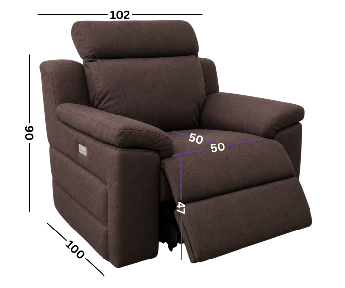 Fotoliu VENTADOR din stofă maro cu recliner electric și tetieră reglabilă [2]
