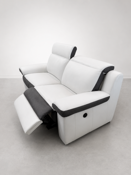VENTADOR two-tone leather and fabric sofa with two electric recliners [2]