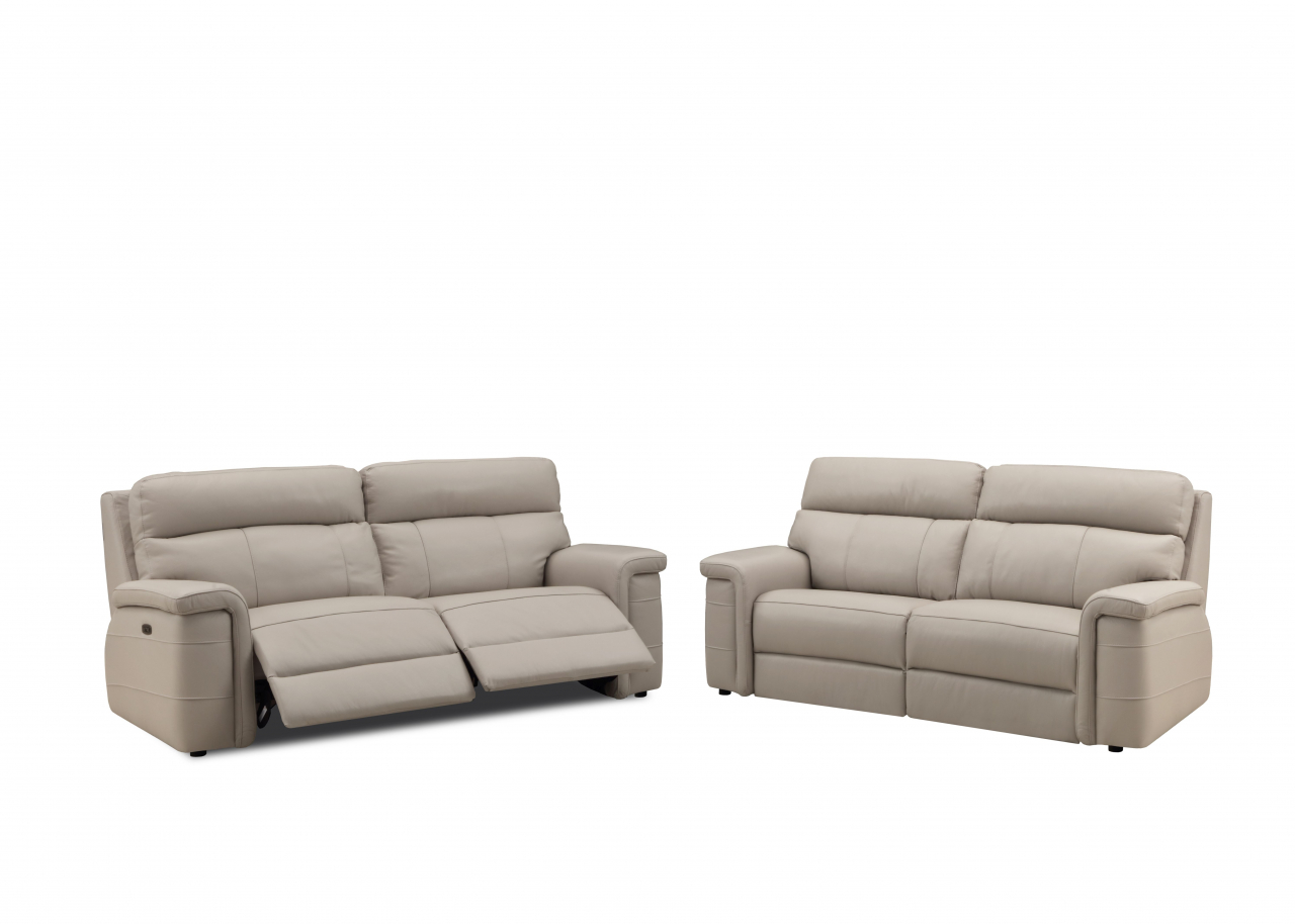 Set 2 canapele NABUCCO, canapea 3 locuri cu 2 reclinere electrice bi-motorizate, tetiere reglabile electric, port USB, 216x103 cm si canapea 2 locuri fara reclinere, 172x103 cm, Piele naturala Italian [1]