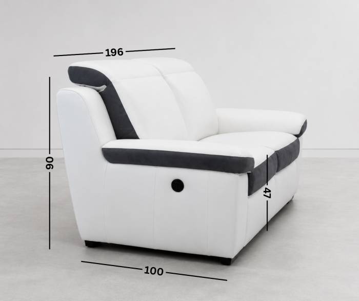 VENTADOR two-tone leather and fabric sofa with two electric recliners [3]