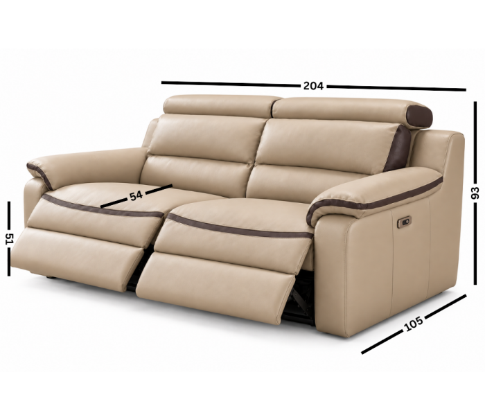 Set living BELLO cu 2 canapele de 3 locuri, reclinere electrice, Bej Capucino 3856 și Maro Ciocolată 4191 [7]