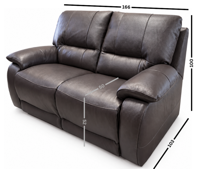 Canapea ALLEGRA fixă de 2 locuri din piele naturală Maro Închis CAT.4-4953 [3]