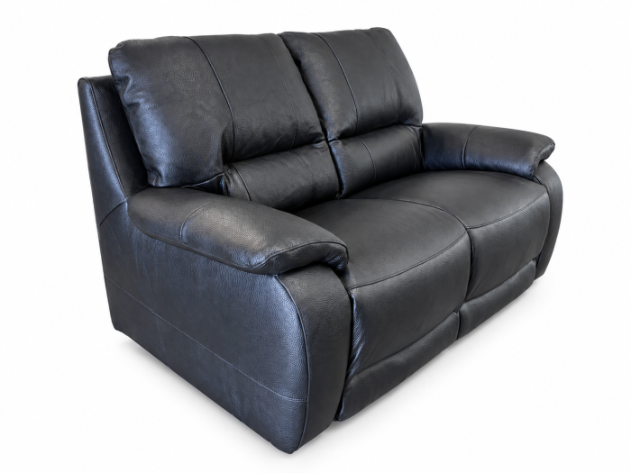 Canapea ALLEGRA fixă de 2 locuri din piele naturală Negru Lucios CAT.4-4950 [2]