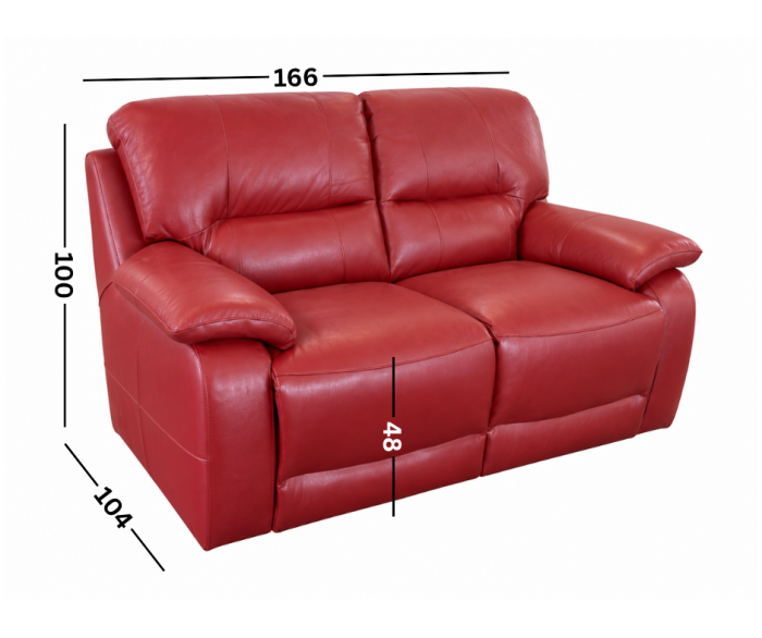 Canapea ALLEGRA fixă de 2 locuri din piele naturală Roșu CAT.4-3891 [2]