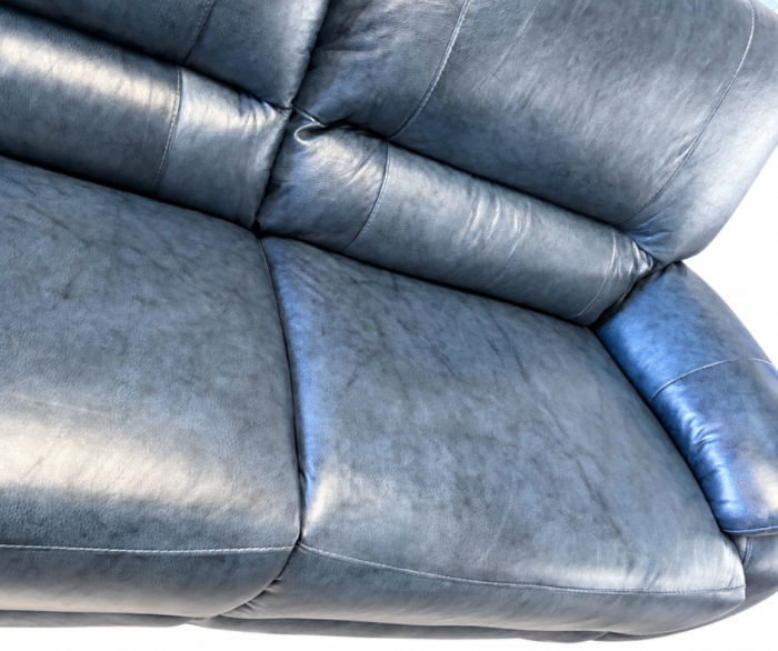 Canapea ALLEGRA fixă de 3 locuri din piele naturală Albastru Blue CAT.4-4928 [3]