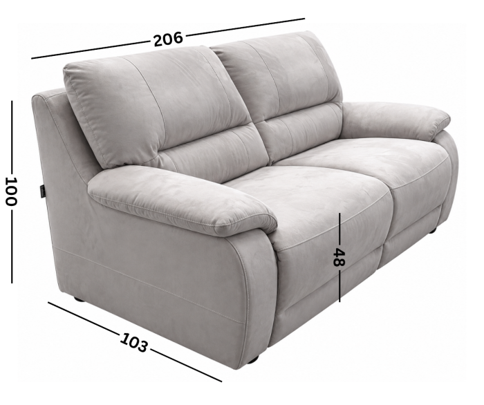 ALLEGRA fixed 3-seater sofa in Pearl Grey X1664 fabric [2]