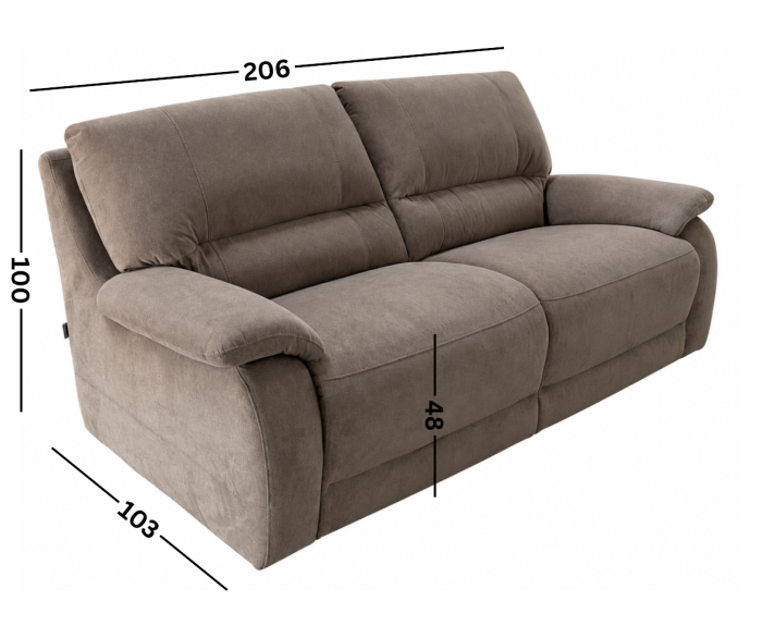 Canapea ALLEGRA fixă de 3 locuri din stofă Taupe X1226 [2]