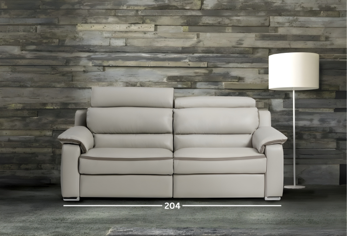 Canapea BELLO, 3-locuri, 2-reclinere electrice, tetiere reglabile, 204/105, piele naturala italiana [2]