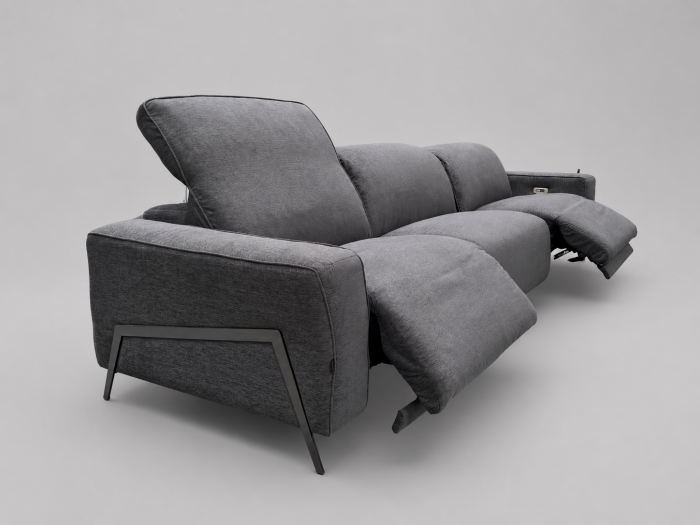 Canapea EXCLUSIV stofă gri închis 3 locuri cu reclinere electrice 304 cm [5]