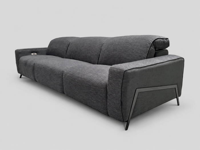 Canapea EXCLUSIV stofă gri închis 3 locuri cu reclinere electrice 304 cm [2]