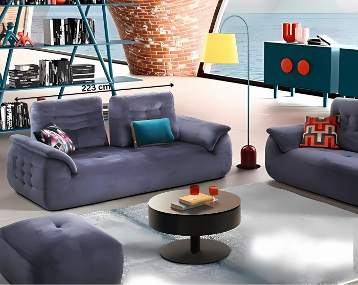 Canapea FELIX, 3 locuri cu spatare mobile, stofa, 223x106/117 cm [2]