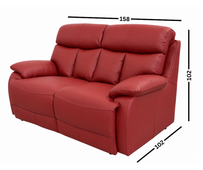 GHITA fixed 2-seater sofa in Rosse Red genuine leather [2]