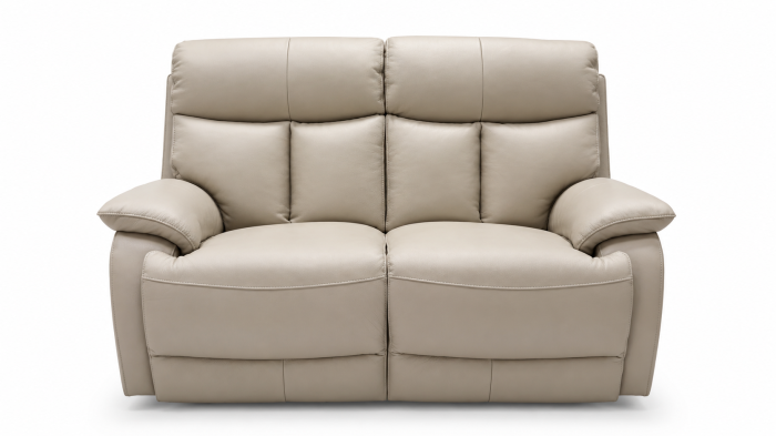Set GHITA piele naturală bej cu canapele fotoliu recliner și pouf container [11]