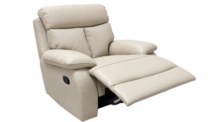 Set GHITA piele naturală bej cu canapele fotoliu recliner și pouf container [4]