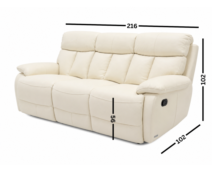 Canapea GHITA 3 locuri cu 2 reclinere manuale piele 4821 [7]