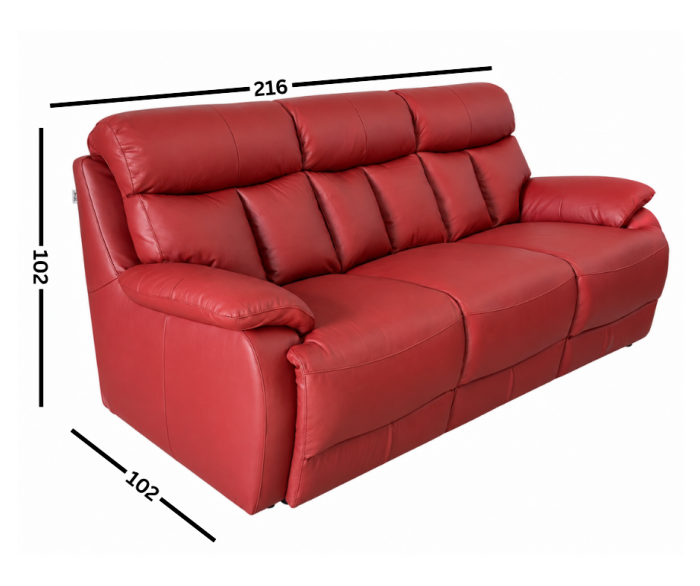 GHITA fixed 3-seater sofa in Rosse Red genuine leather [2]