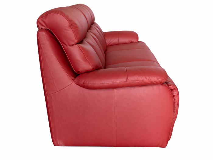 GHITA fixed 3-seater sofa in Rosse Red genuine leather [3]