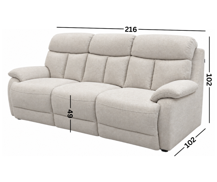 GHITA fixed 3-seater sofa in Light Beige X1561 fabric [2]