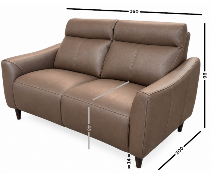 MANERA fixed 2-seater sofa in Cappuccino Brown CAT.4-4945 genuine leather [2]