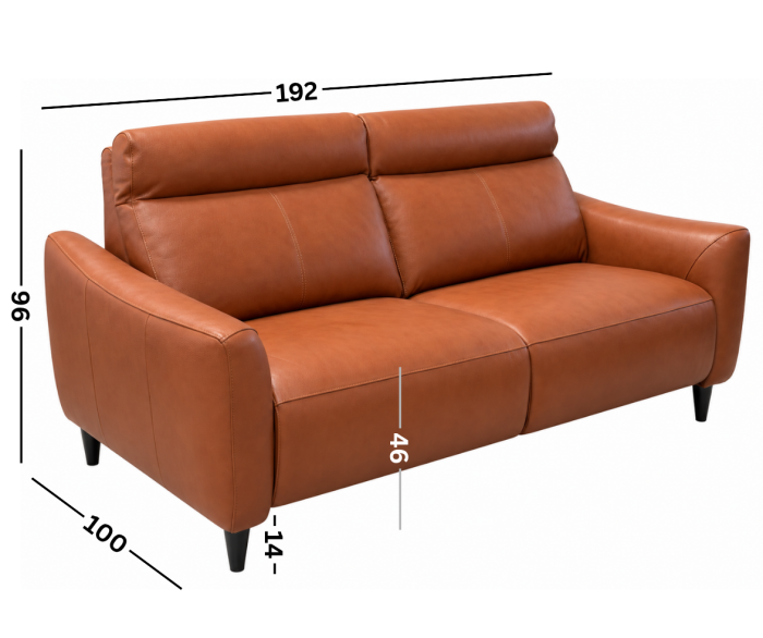 Canapea MANERA 3 locuri cu 2 funcții relax electrice din piele naturală Maro Coniac 4037 [2]