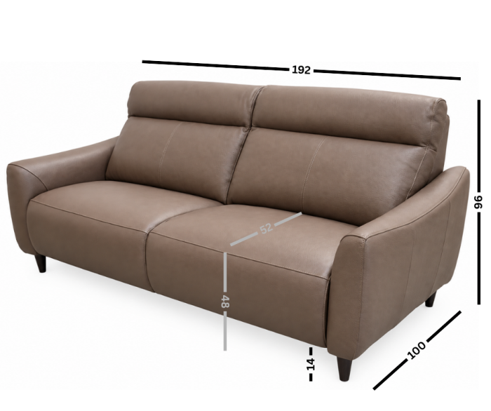 Canapea MANERA fixă de 3 locuri din piele naturală Maro Cappuccino CAT.4-4945 [2]
