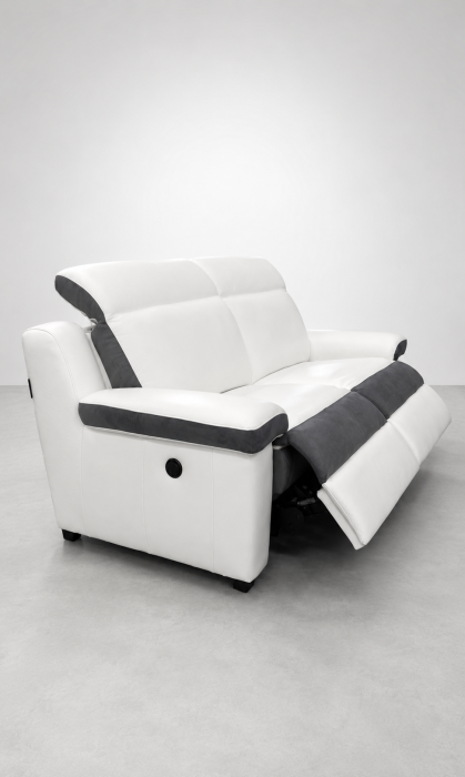 VENTADOR two-tone leather and fabric sofa with two electric recliners [4]