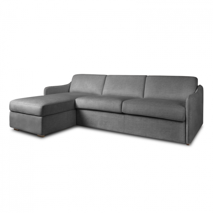 Coltar ARIANNA extensibil, element tip pat matrimonial si element sezlong interschimbabil cu lada de depozitare, Stofa, 259x201 cm [1]