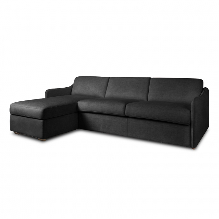 Coltar ARIANNA extensibil, element tip pat matrimonial si element sezlong interschimbabil cu lada de depozitare, Stofa, 259x201 cm [1]