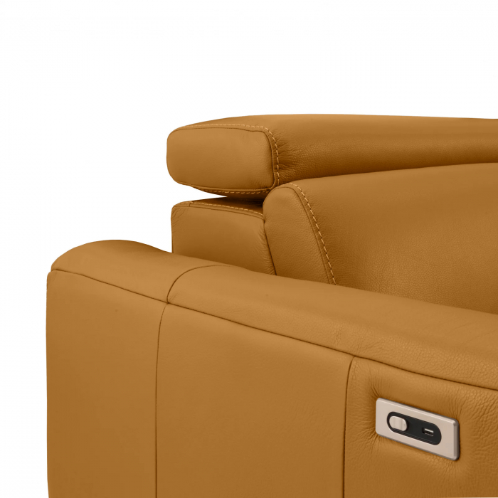Coltar BALTIC, 3 locuri cu recliner electric dreapta si sezlong pe stanga, tetiere reglabile, port USB, Piele naturala Italiana, 291x221 cm [4]