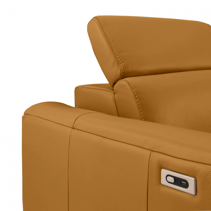 Coltar BALTIC, 3 locuri cu recliner electric dreapta si sezlong pe stanga, tetiere reglabile, port USB, Piele naturala Italiana, 291x221 cm [6]