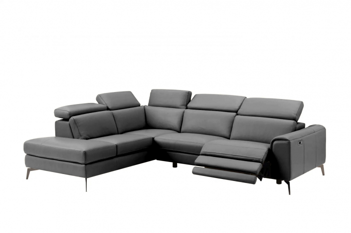 Coltar BALTIC, 3 locuri cu recliner electric dreapta si sezlong pe stanga, tetiere reglabile, port USB, Piele naturala Italiana, 291x221 cm [1]