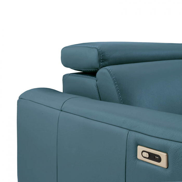 Coltar BALTIC, 3 locuri cu recliner electric dreapta si sezlong pe stanga, tetiere reglabile, port USB, Piele naturala Italiana, 291x221 cm [4]